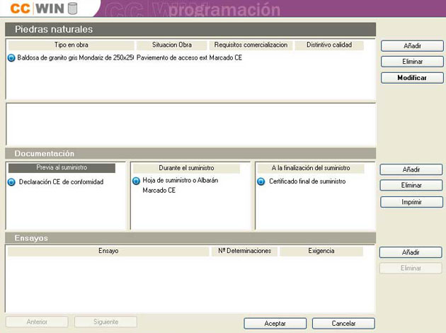pantalla programacion control productos
