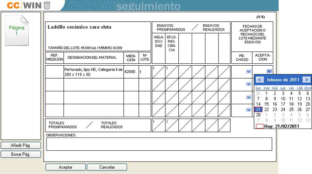 pantalla seguimiento introducción de datos